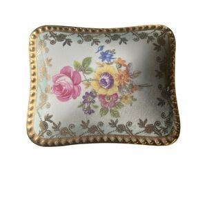 Vintage hand painted porcelain casket box from Germany.